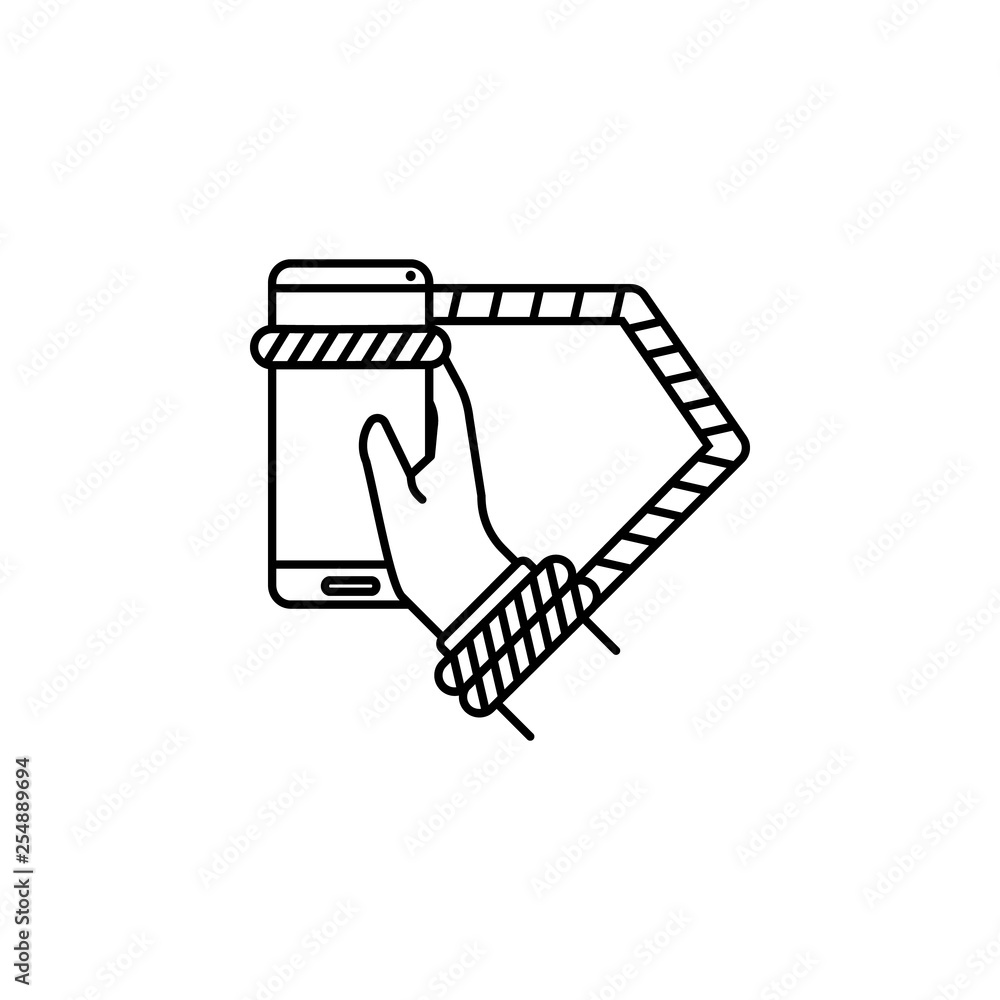 Poster commitment, hand, smartphone icon. element of social addict icon. thin line icon for website design 