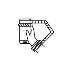 Commitment, hand, smartphone icon. Element of social addict icon. Thin line icon for website design and development, app development. Premium icon