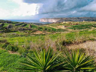 The cliffs of Gozo from Sinnat Village
