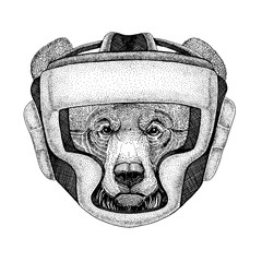 Boxer animal. Vector illustration for t-shirt. Sport, fighter isolated on white background. Fitness illustration of strong person
