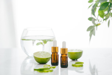 Citrus oil lemon natural over bright background