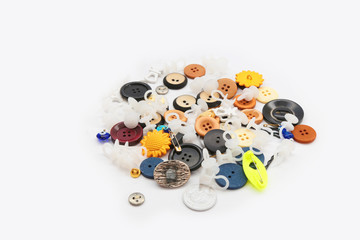 colored buttons and yarns