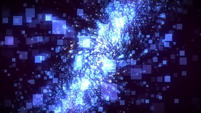 Spiraling through a galaxy of futuristic neon multi colored digital pixels