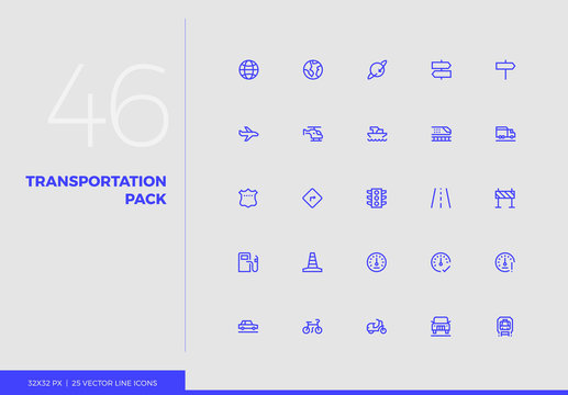Vector Line Icons Transportation Pack