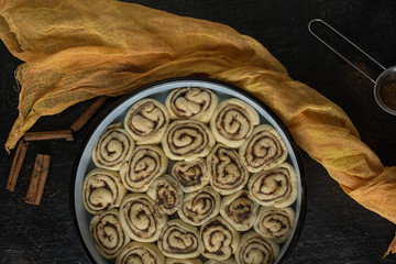 Cinnamon rolls ready to be baked