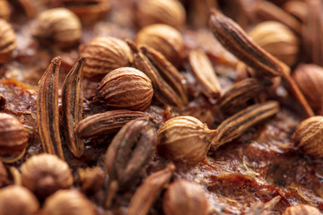 Sesame rye bread as a background