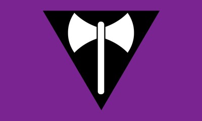 Lesbian labrys pride flag. Symbol of LGBT community