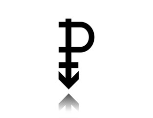 Pansexual movement. Black pansexual symbol with drop shadow on white background