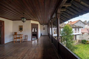Fototapeta na wymiar TRYAVNA, BULGARIA - Inside interior of Museum and School of Carving and Ethnographic Art. Traditional Bulgarian house interior of the 19th century