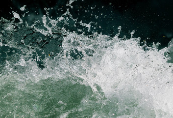 Splashes of water from the waves in the sea