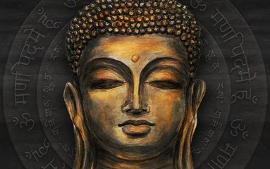 Türaufkleber Landschaften Kopf lächelnder Buddha