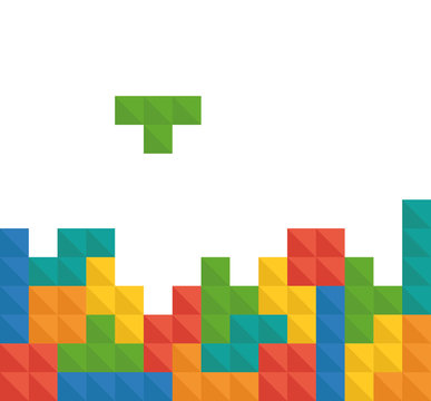Tetris pixel bricks game vector template