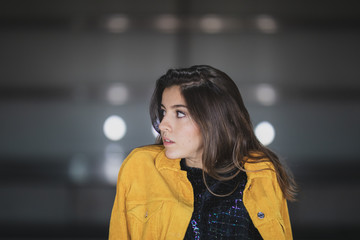 portrait of young woman in the city