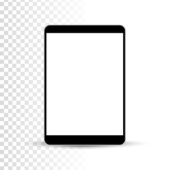 Realistic tablet pc computer on transparent background. Vector illustration.