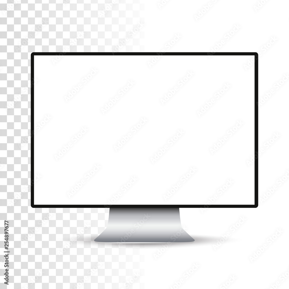 Poster realistic computer or pc monitor isolated on transparent background. vector mockup.