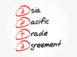 APTA - Asia Pacific Trade Agreement acronym, business concept background