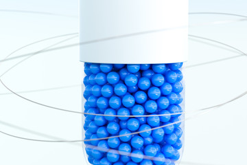 capsules with spheres, 3d rendering