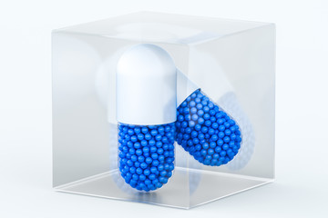 capsules with spheres, 3d rendering
