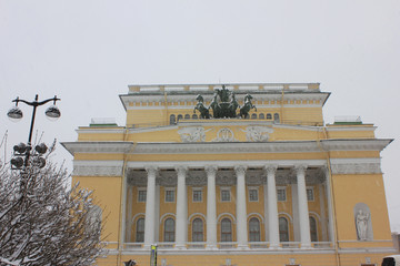 Alexandrinsky theatre building in Saint-Petersburg, Russia. Russian State Pushkin Academy Drama...