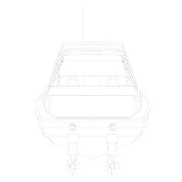 recommend clip art: Outline sports boat. Back view. Vector illustration.