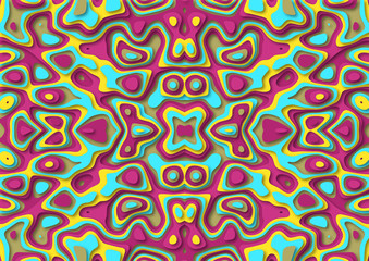 3D Fabulous seamless abstract pattern. Paper art style. Design layout for business presentations, flyers, posters, prints, decoration, cards, brochure cover. Paper cut background. Abstract realistic p