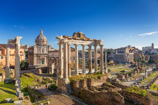 The Roman Forum view, city square in ancient Rome, Italy