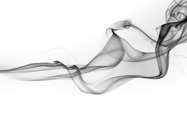 Black smoke abstract on white background, fire design