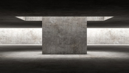 Fototapeta premium Elegant clear concrete floor and large blank wall with nature light. Interior concept background. Modern urban style. 3D rendering.