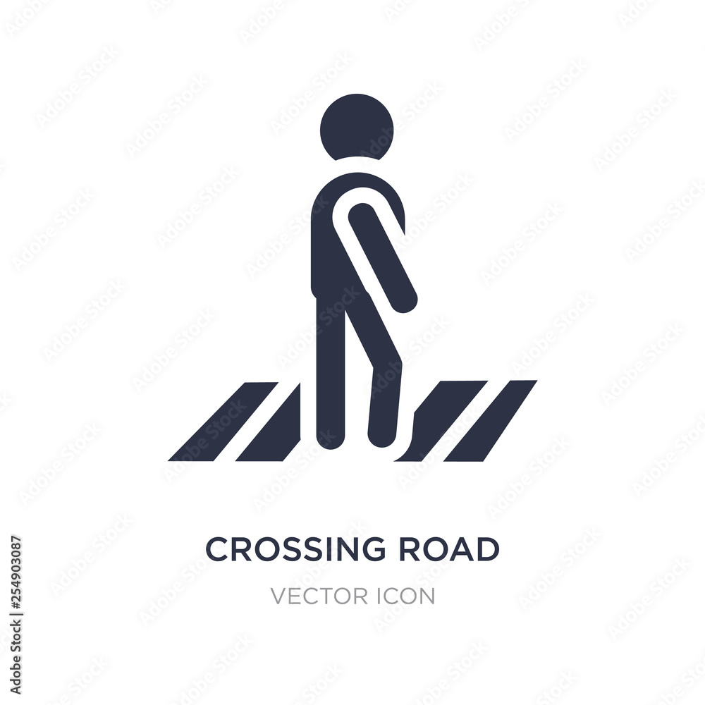 Poster crossing road caution icon on white background. simple element illustration from maps and flags conc