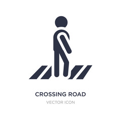crossing road caution icon on white background. Simple element illustration from Maps and Flags concept.