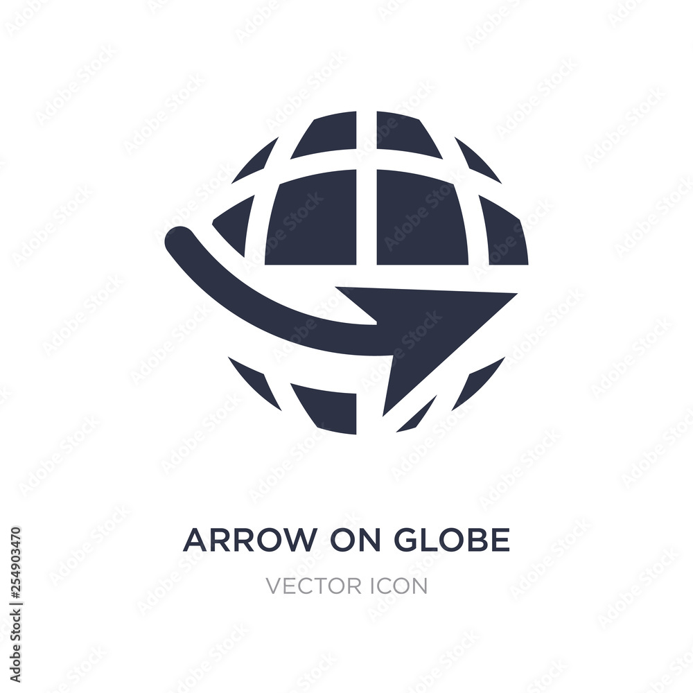 Poster arrow on globe icon on white background. simple element illustration from maps and flags concept.