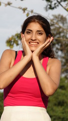 Naklejka premium Surprised Attractive Diverse Female Woman
