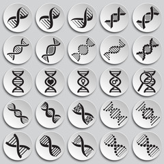 DNA icons set on plates background for graphic and web design. Simple vector sign. Internet concept symbol for website button or mobile app.
