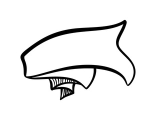 Vector illustration vintage ribbon with place for text. Hand drawn sketch doodle banner design isolated on white background, design element for design banners, posters, gift cards, menu, wedding