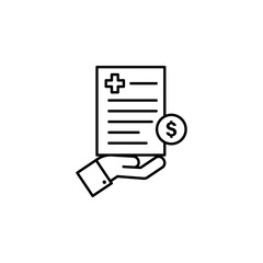 hand, dollar, insurance, medical icon. Element of insurance icon. Thin line icon for website design and development, app development. Premium icon