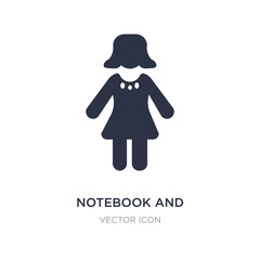 notebook and pencil icon on white background. Simple element illustration from People concept.