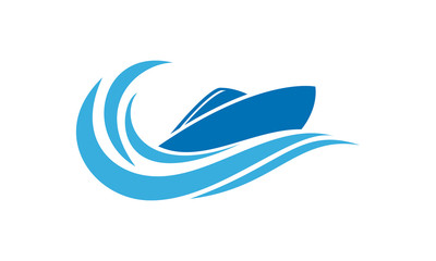 Naklejka premium Ship and wave icon