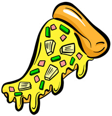 Cartoon Cheesy Pizza Slices Vector