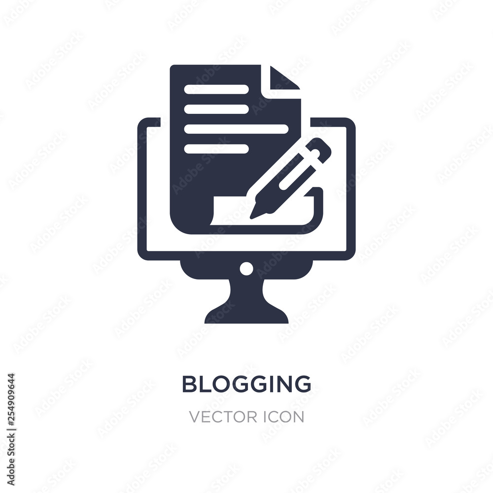 Aufkleber blogging icon on white background. simple element illustration from search engine optimization conce
