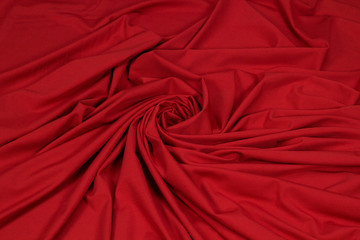 Red elastane fabric.