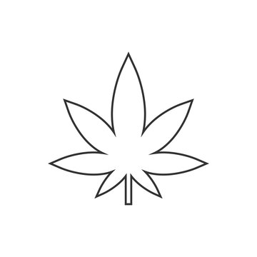 Cannabis, marijuana leaf line icon. Vector illustration, flat design.