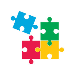 Simple puzzle icon. Vector illustration, flat design.