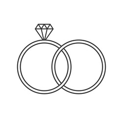 Diamond ring icon. Vector illustration, flat design.