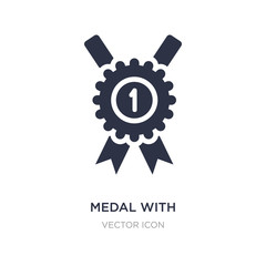 medal with number 1 icon on white background. Simple element illustration from Sports concept.