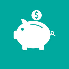 Bank, finance, money, pig, saving icon. Vector illustration, flat design.