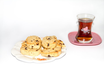 Enjoying cookies and tea