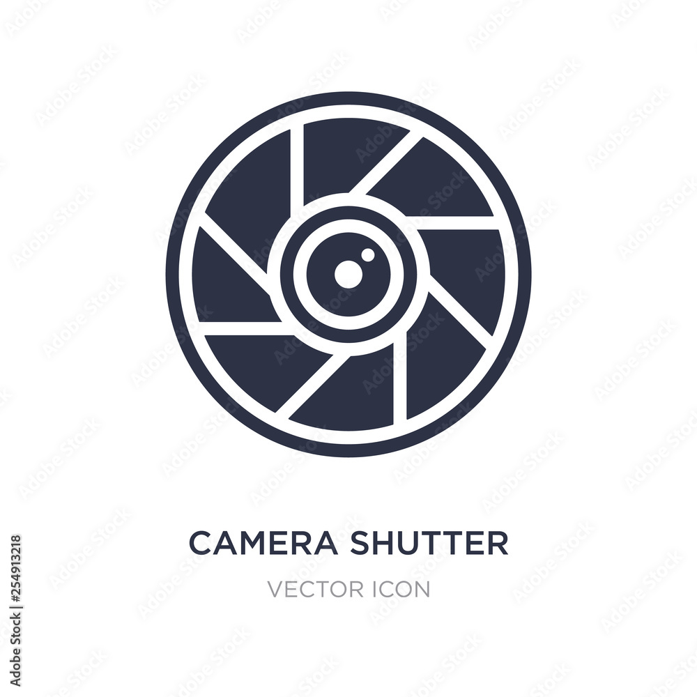 Poster camera shutter icon on white background. simple element illustration from technology concept.