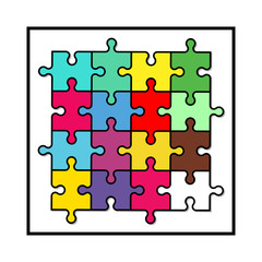 Set of puzzle jigsaw elements. Puzzle symbol icon. Vector. - Vector