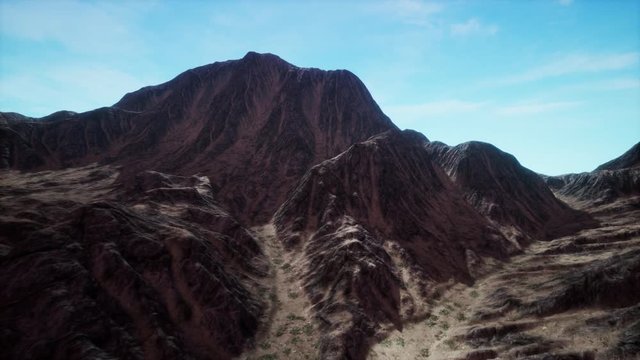 mountain landscape in high altitude with rays of light