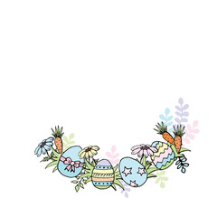 Easter frame with eggs and carrots